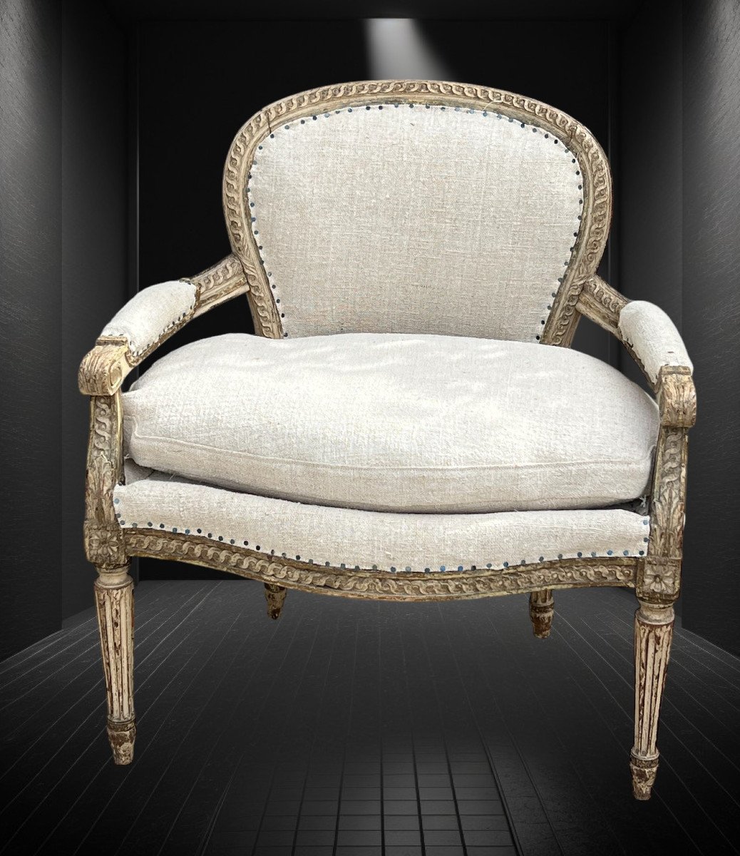Fauteuil d'Enfant Ancien Du XIXe De Style Louis XVI En Bois Patiné Refait A Neuf-photo-3
