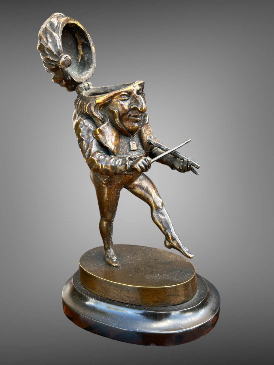 Pyrogene XIXe / Personnage En Bronze Sur Socle En Marbre " Le Grotesque "-photo-2