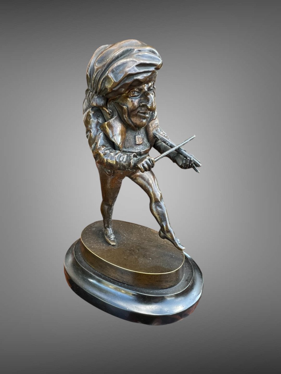 Pyrogene XIXe / Personnage En Bronze Sur Socle En Marbre " Le Grotesque "-photo-1