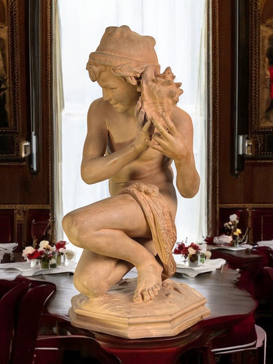 Jean Baptiste Carpeaux / Signed Terracotta The Neapolitan Fisherman With The Shell-photo-2