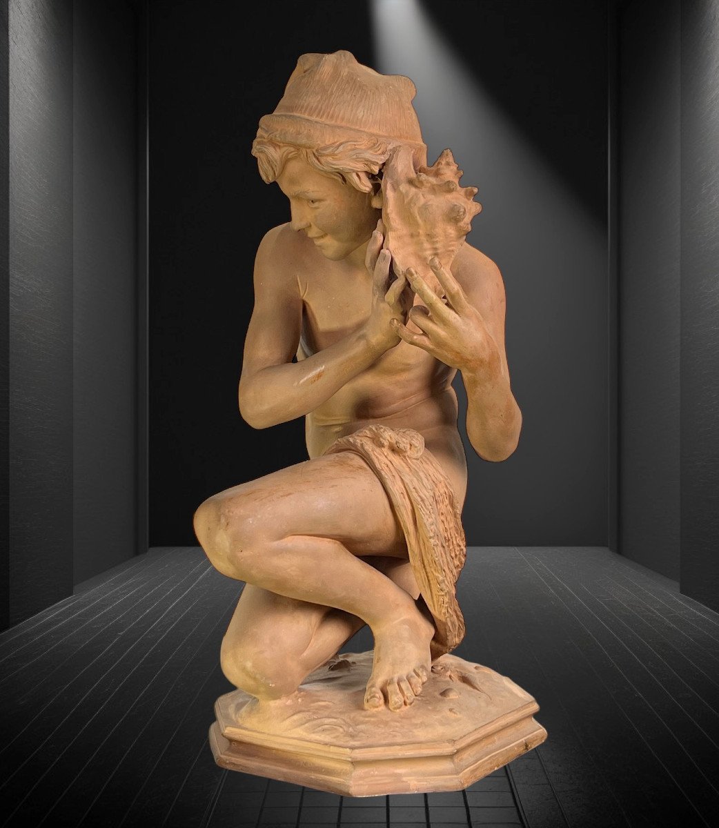 Jean Baptiste Carpeaux / Signed Terracotta The Neapolitan Fisherman With The Shell-photo-4