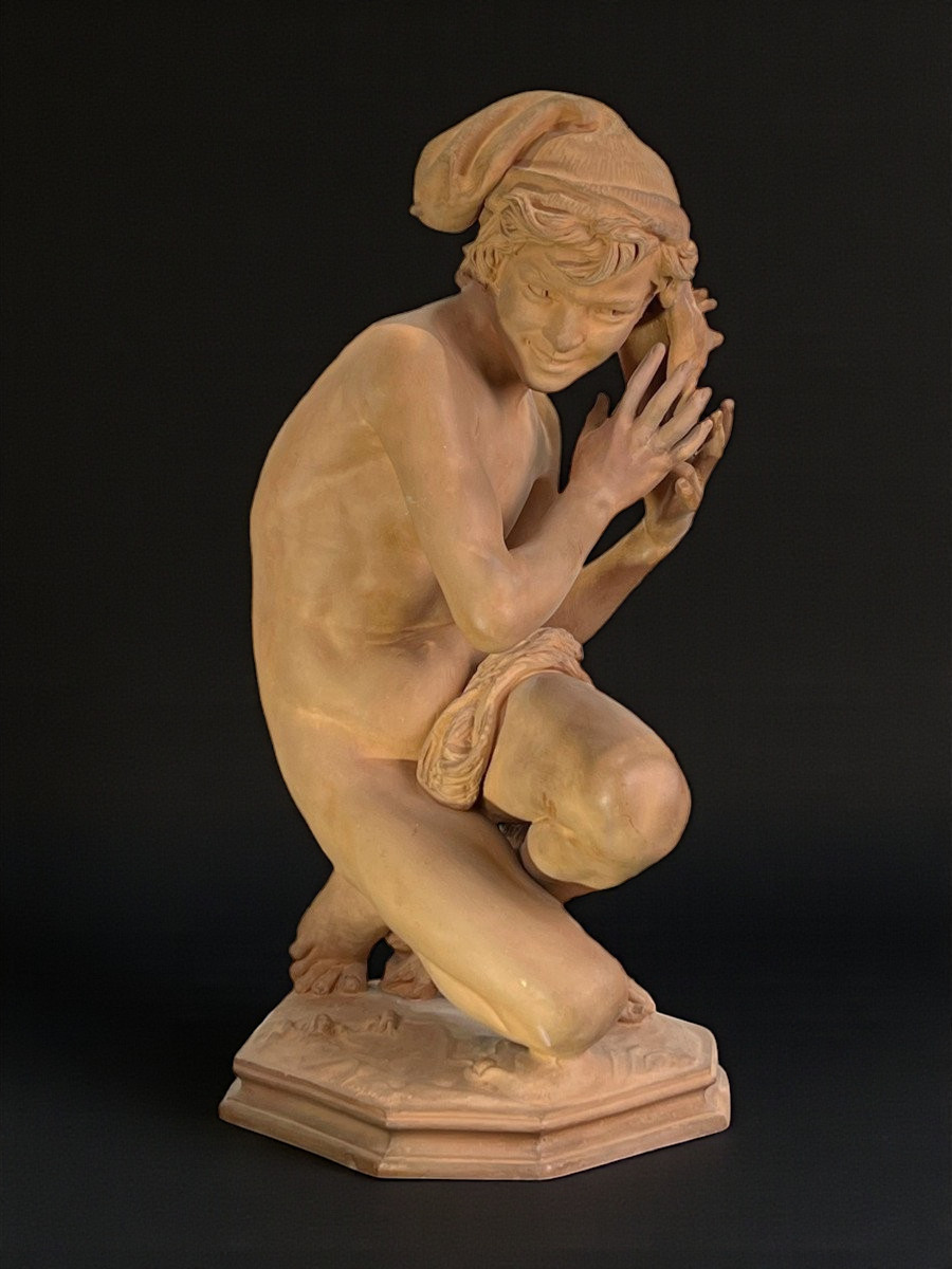 Jean Baptiste Carpeaux / Terre Cuite Signée Le Pêcheur Napolitain A La Coquille