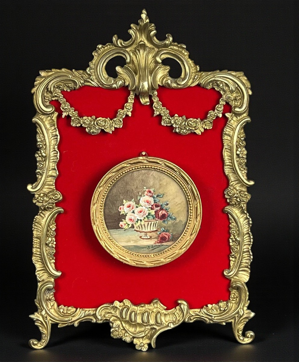 Cadre / Porte Photo Ancien En Bronze Doré De Style Louis XV