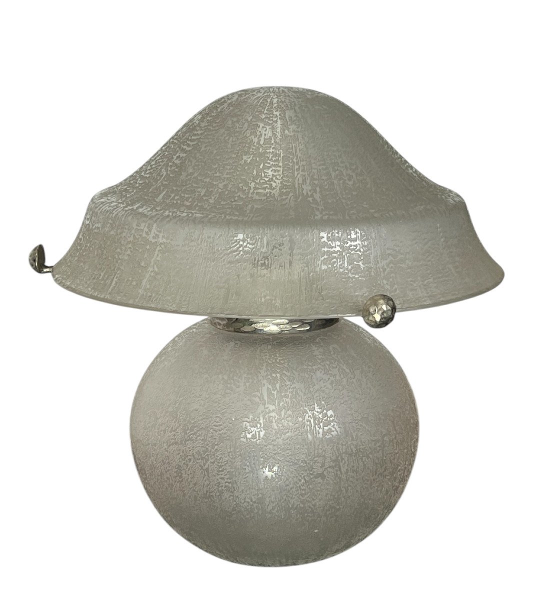 Daum Nancy Lamp In Frosted White Glass Matt Bitten Al Acid Art Deco Period-photo-7