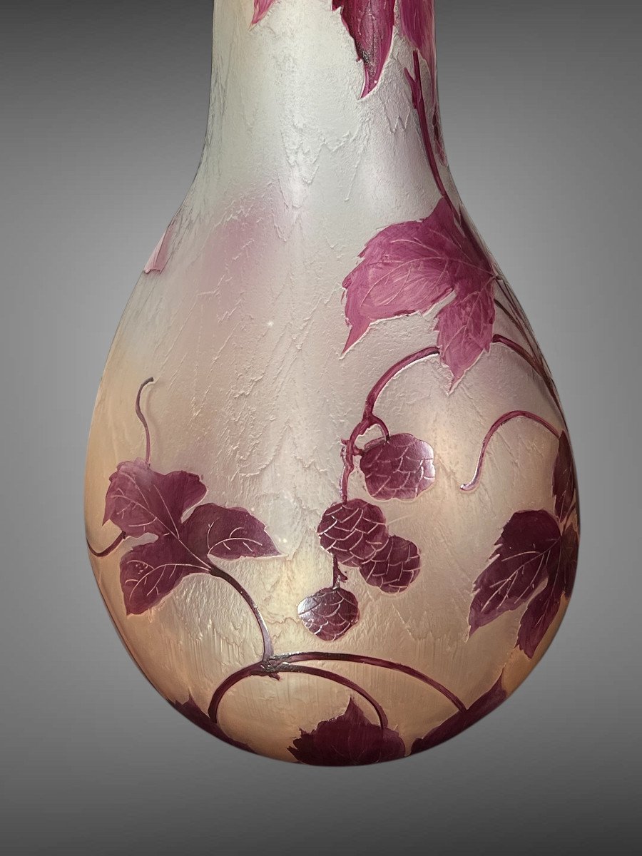 Important Vase Ovoïde Signé Legras En Verre Givré A Decor De Mûriers De 65 Cm De Haut -photo-7