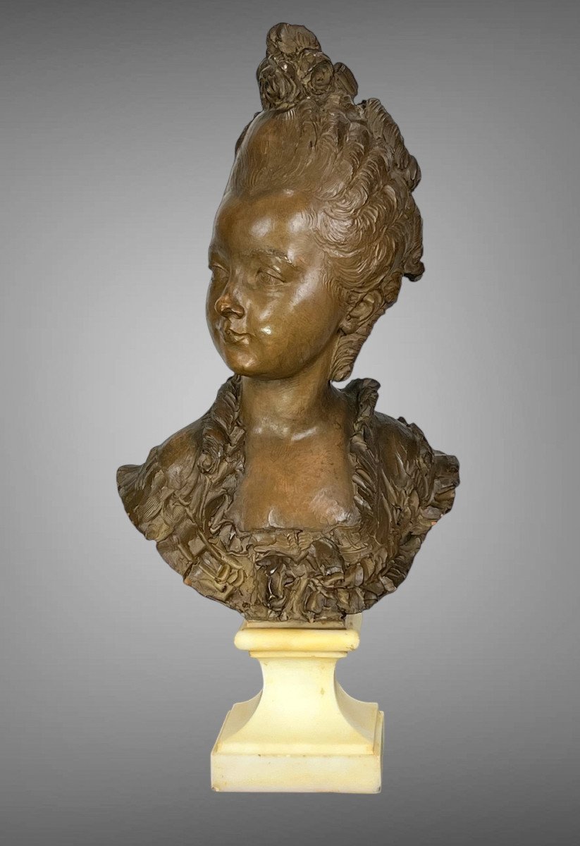 Fernand Ciam 1886 - 1954 Bust Of A Young Woman In Patinated Terracotta On A Base-photo-2
