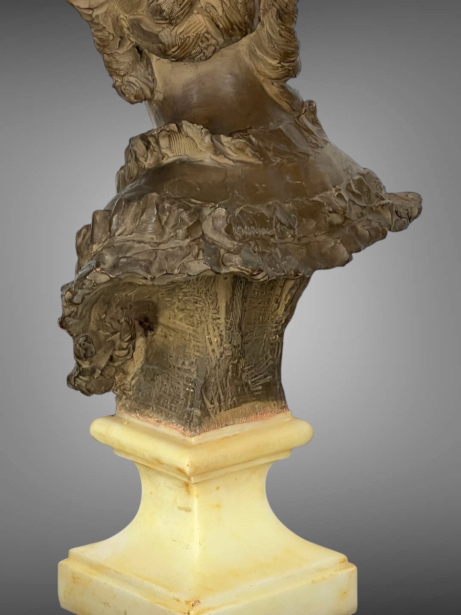 Fernand Ciam 1886 - 1954 Bust Of A Young Woman In Patinated Terracotta On A Base-photo-6