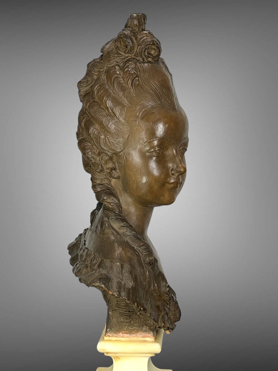 Fernand Ciam 1886 - 1954 Bust Of A Young Woman In Patinated Terracotta On A Base-photo-7