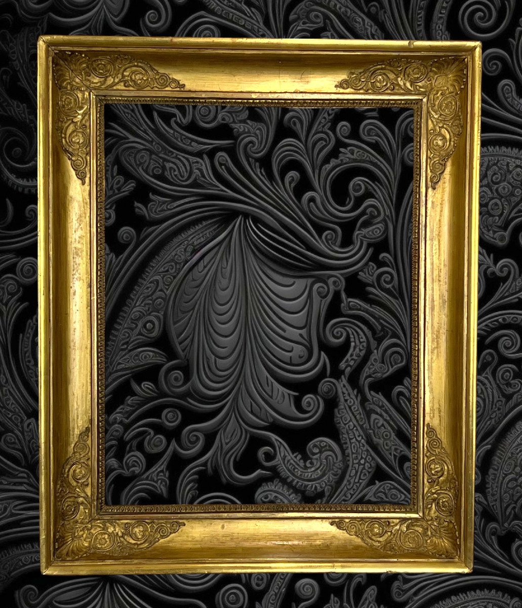 19th Century Empire Period Frame In Wood/gilded Stucco For Painting 47.5 Cm X 37 Cm-photo-4