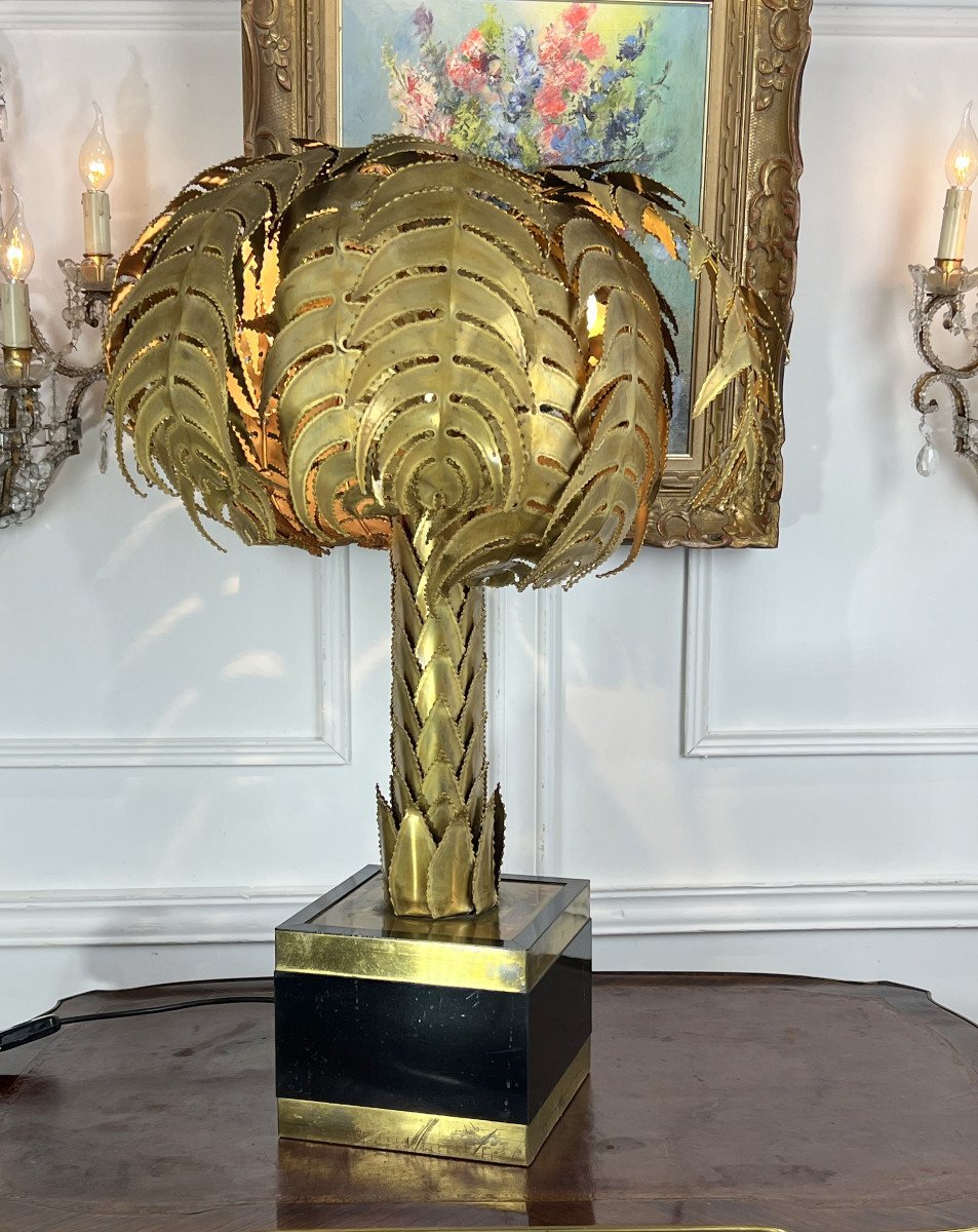Large Palm Tree Lamp By Christian Techoueyres For Maison Jansen From The 70s-photo-4