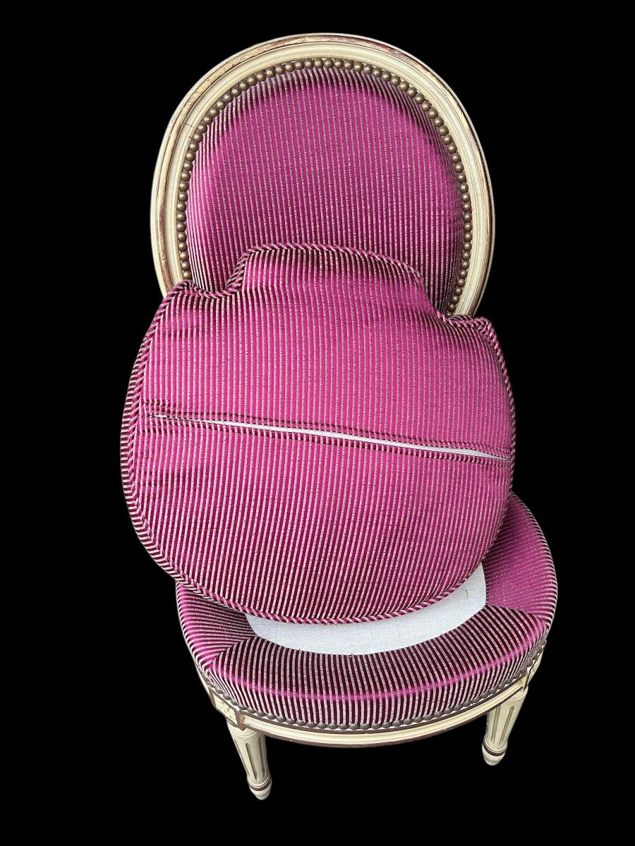 Pair Of Antique Louis XVI Style Fireside Chairs Well Upholstered With Fabric-photo-8