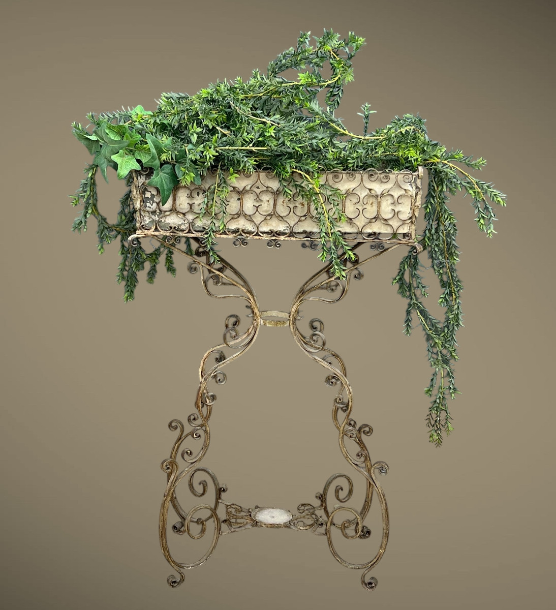 Wrought Iron Planter On Feet With Its Zinc Tray, Napoleon III Period