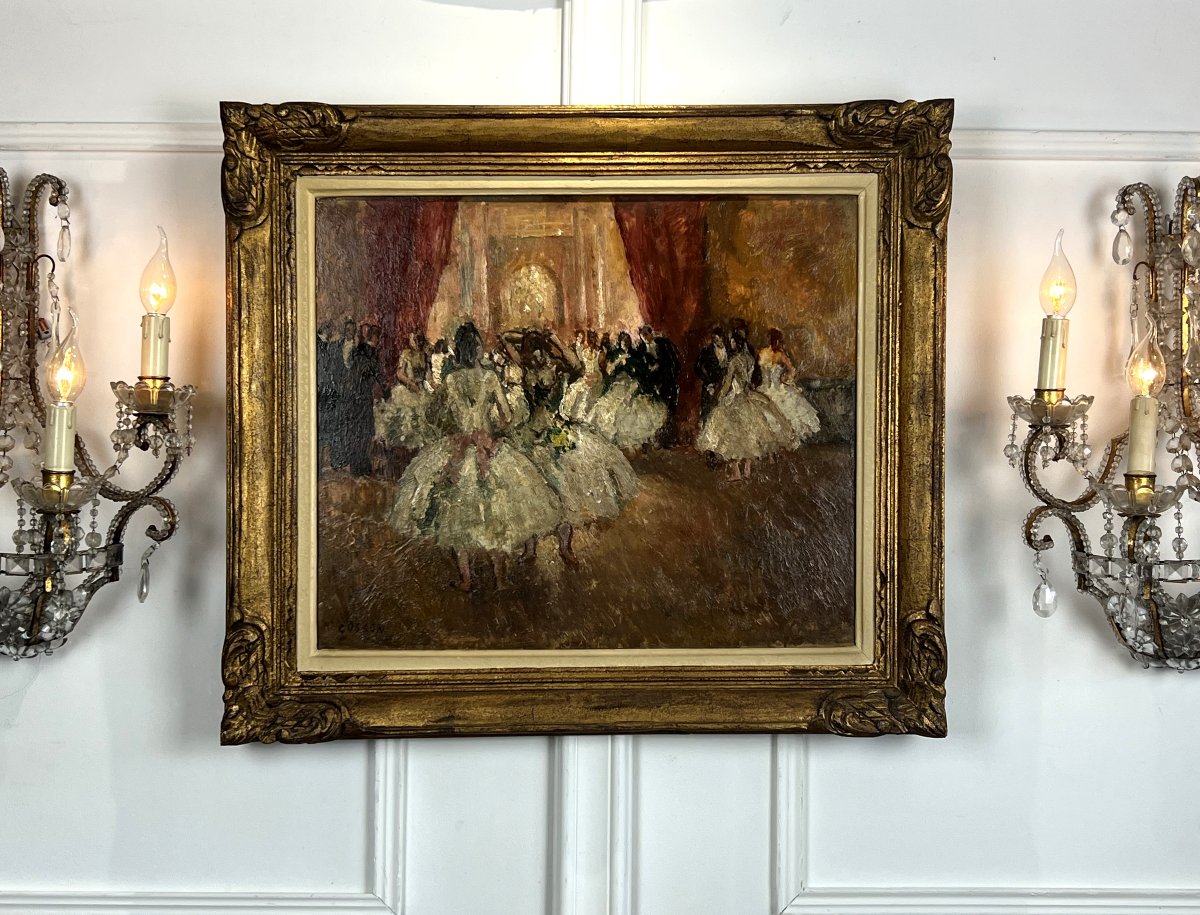 Marcel Cosson 1878-1956 Peinture Sur Panneau Bois " Scène D Opéra "bien Encadrée-photo-4