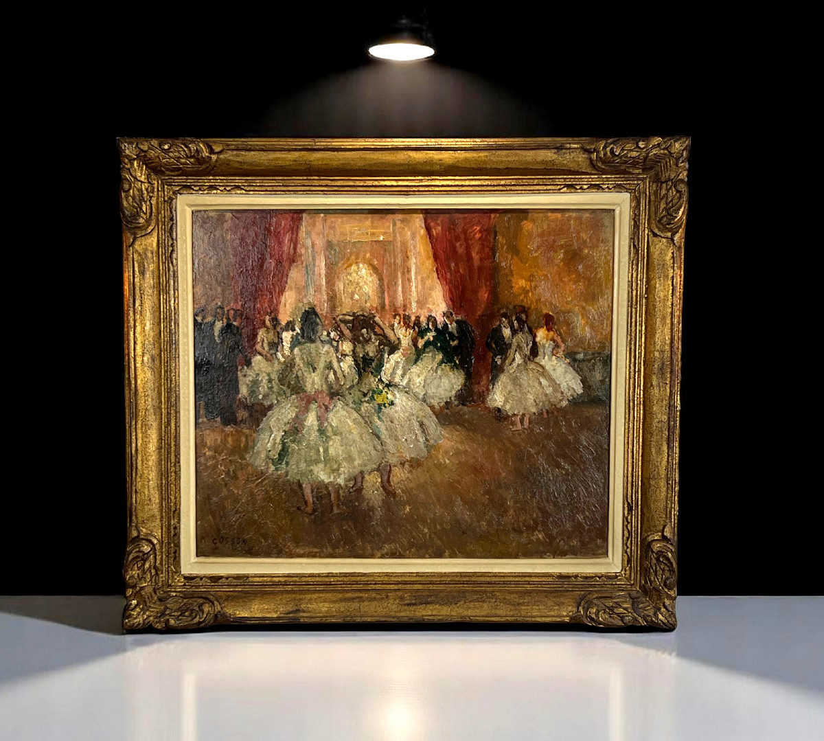 Marcel Cosson 1878-1956 Peinture Sur Panneau Bois " Scène D Opéra "bien Encadrée
