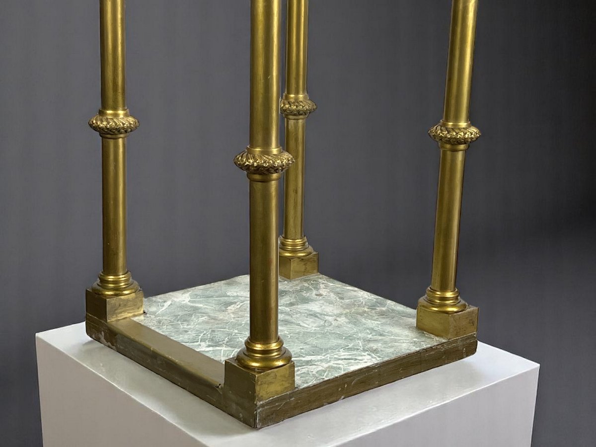 Large 19th Century Dome In Gilded Bronze Resting On 4 Corinthian Columns-photo-5