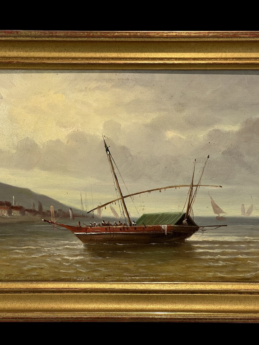 Tableau / Huile Sur Panneau Bois Signé " Dubois " ( La Rentrée Au Port ) Encadré-photo-3
