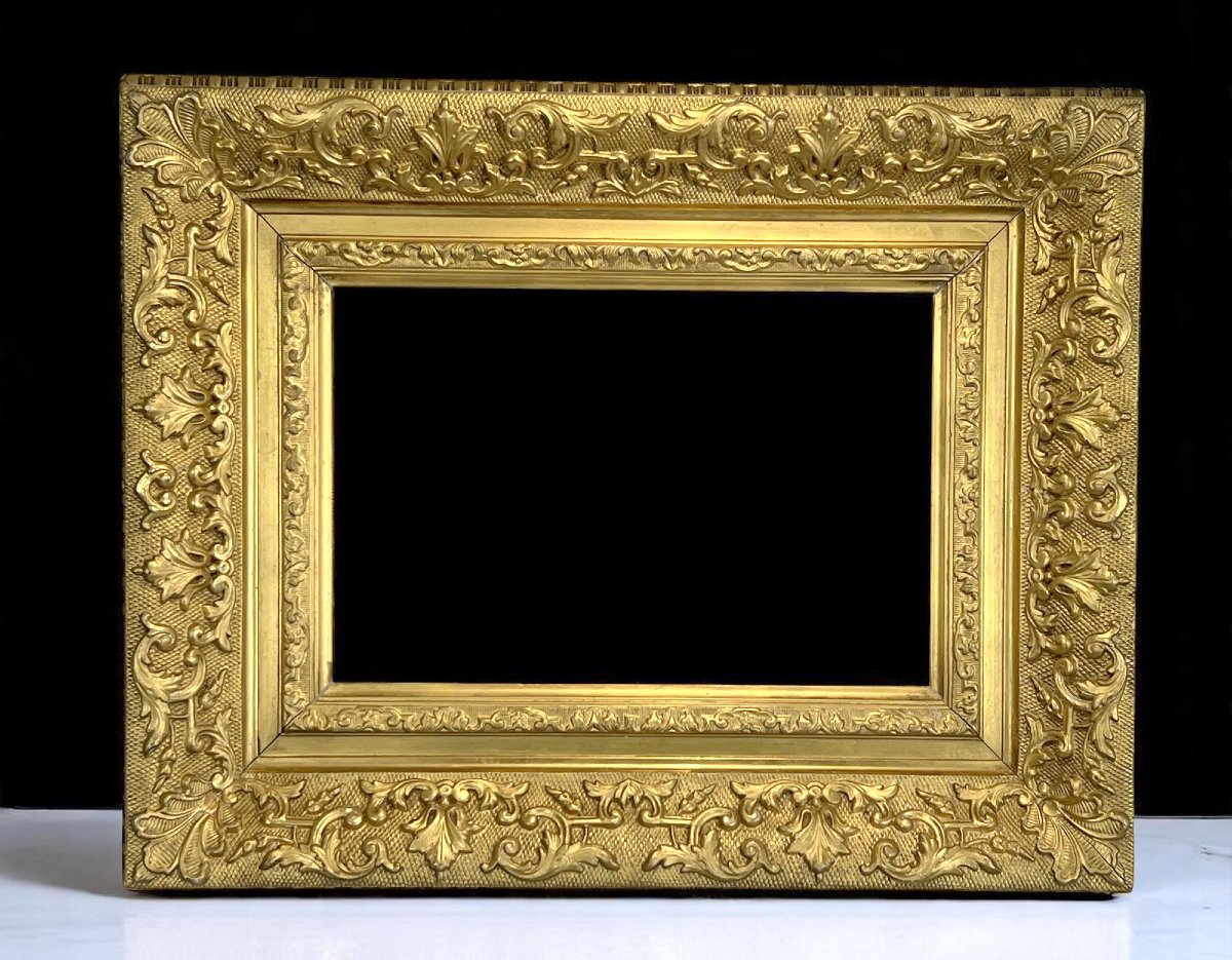 Antique Wooden And Gilded Stucco Frame For Painting 31.5 Cm X 21.5 Cm (beautiful Gilding) -photo-3