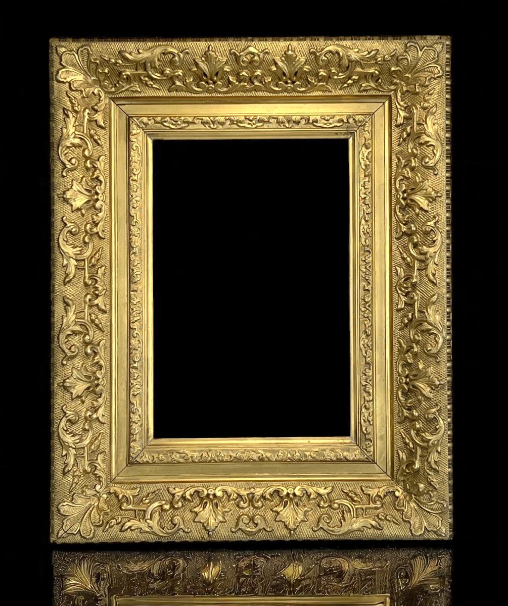 Antique Wooden And Gilded Stucco Frame For Painting 31.5 Cm X 21.5 Cm (beautiful Gilding) -photo-1