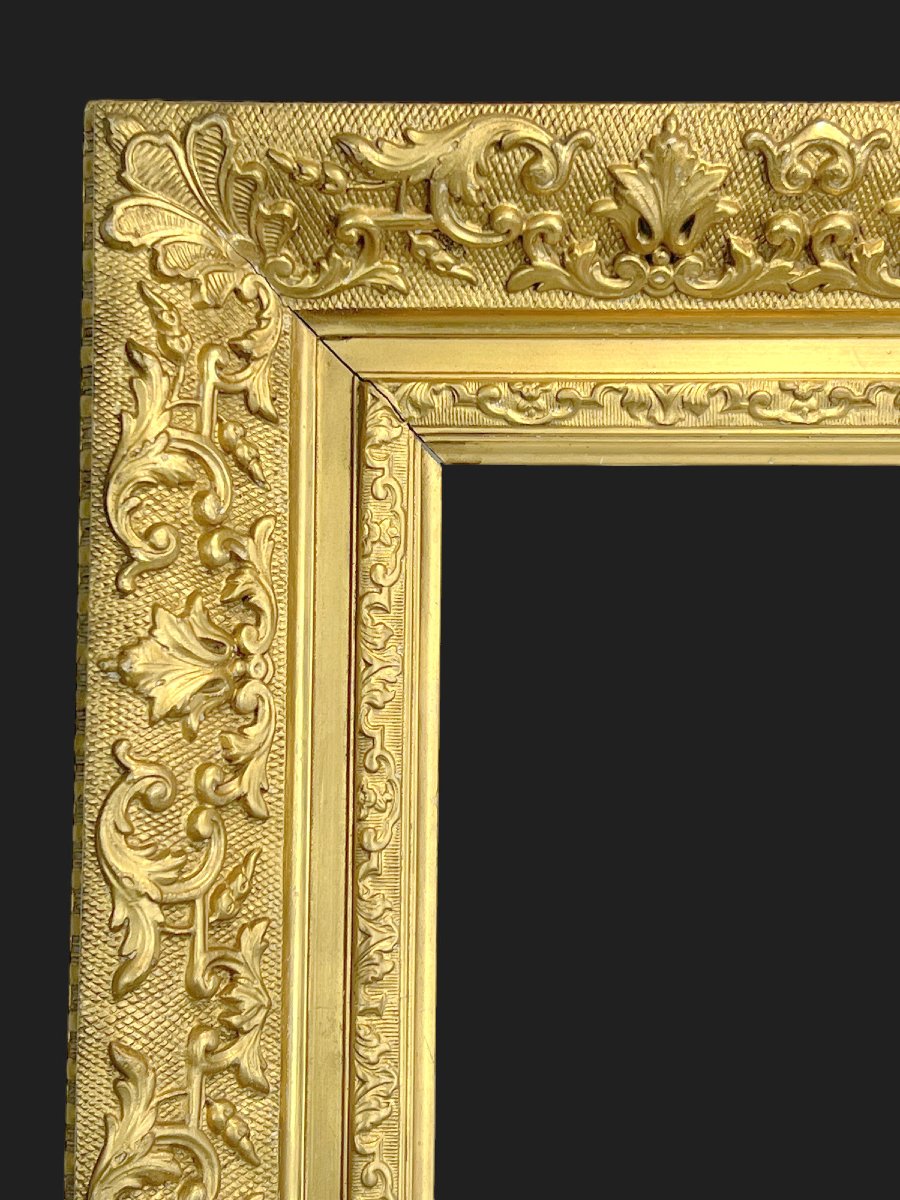 Antique Wooden And Gilded Stucco Frame For Painting 31.5 Cm X 21.5 Cm (beautiful Gilding) -photo-5