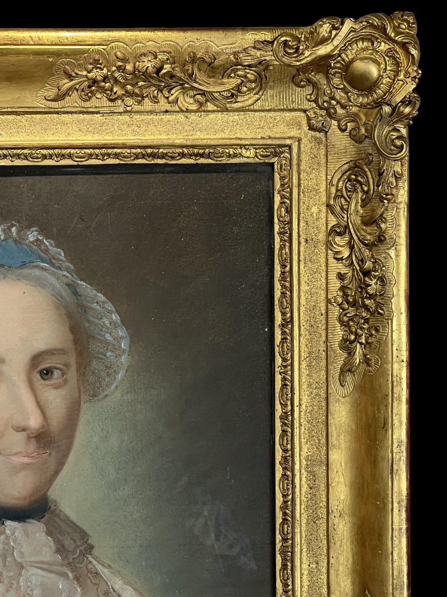 PASTEL FIN XVIIIe SOUS VERRE / ÉCOLE FRANÇAISE /PORTRAIT DE FEMME BIEN ENCADRÉ-photo-2