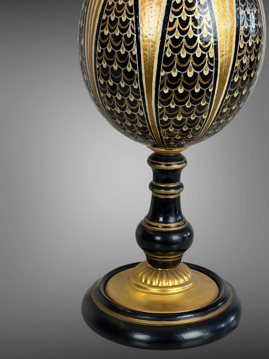 Charles House (in The Style Of) Pair Of Brass And Ostrich Egg Lamps-photo-6
