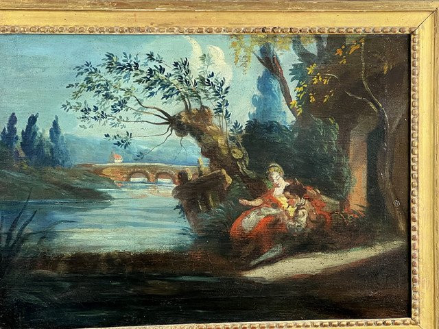 18th Century Pier In Lacquered Wood, Louis XVI Period, With Its Original Painting-photo-1
