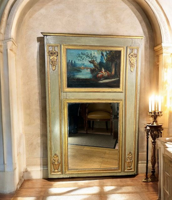 18th Century Pier In Lacquered Wood, Louis XVI Period, With Its Original Painting-photo-6