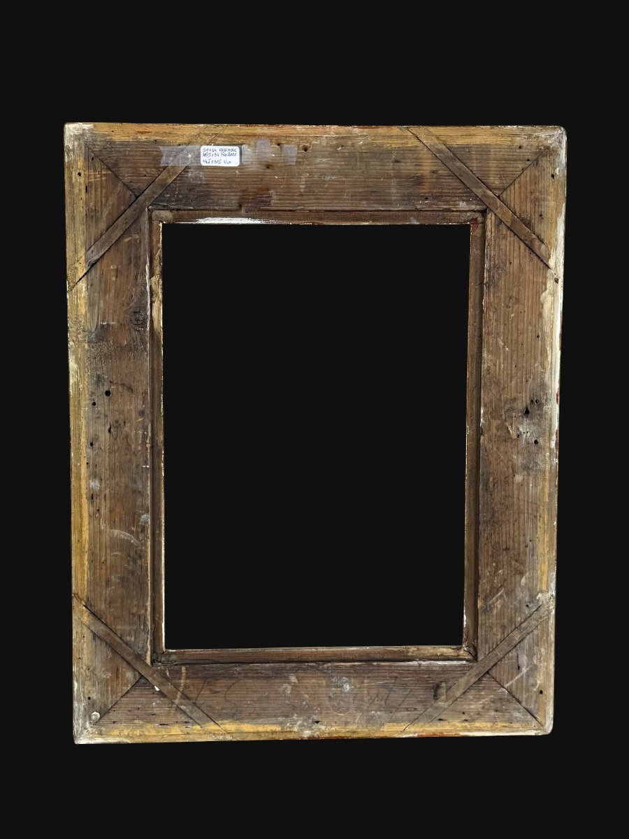CADRE ANCIEN EN BOIS ET STUC DORÉ POUR PEINTURE 46,5 cm x 34 cm ( BELLE DORURE )-photo-4