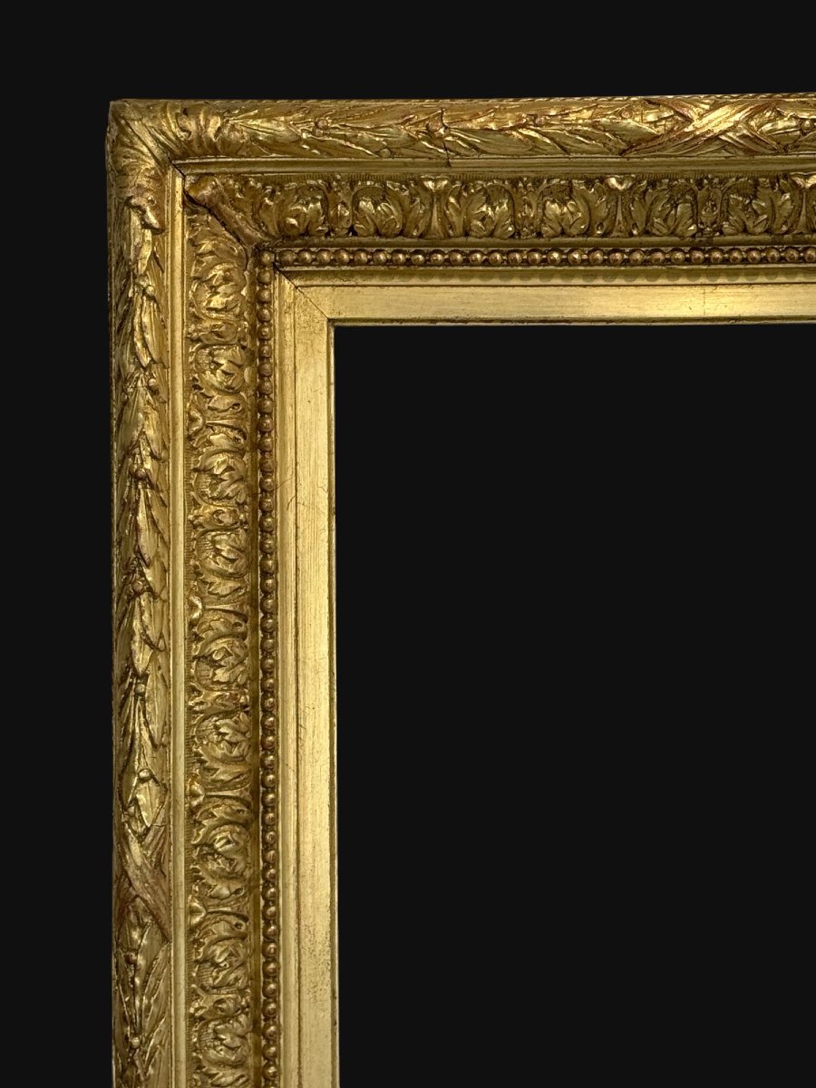 CADRE ANCIEN EN BOIS ET STUC DORÉ POUR PEINTURE 46,5 cm x 34 cm ( BELLE DORURE )-photo-1