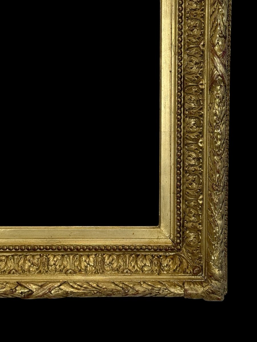 CADRE ANCIEN EN BOIS ET STUC DORÉ POUR PEINTURE 46,5 cm x 34 cm ( BELLE DORURE )-photo-3