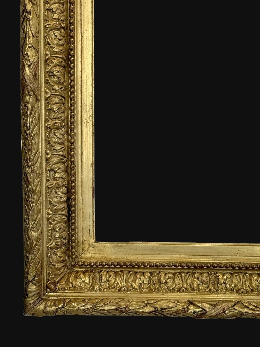 CADRE ANCIEN EN BOIS ET STUC DORÉ POUR PEINTURE 46,5 cm x 34 cm ( BELLE DORURE )-photo-4