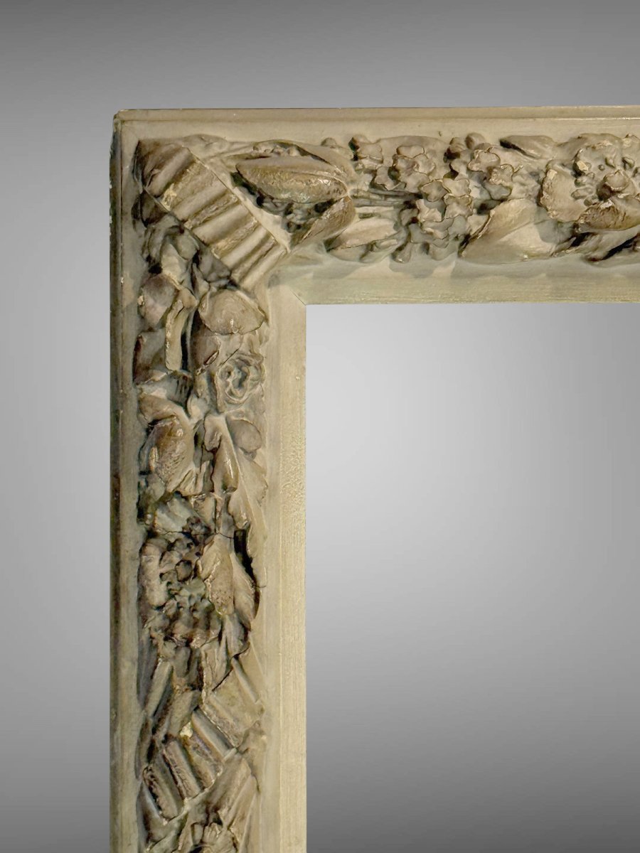 CADRE ANCIEN DU XIXe EN BOIS ET STUC PATINÉ POUR PEINTURE 35 CM X 26 CM-photo-1