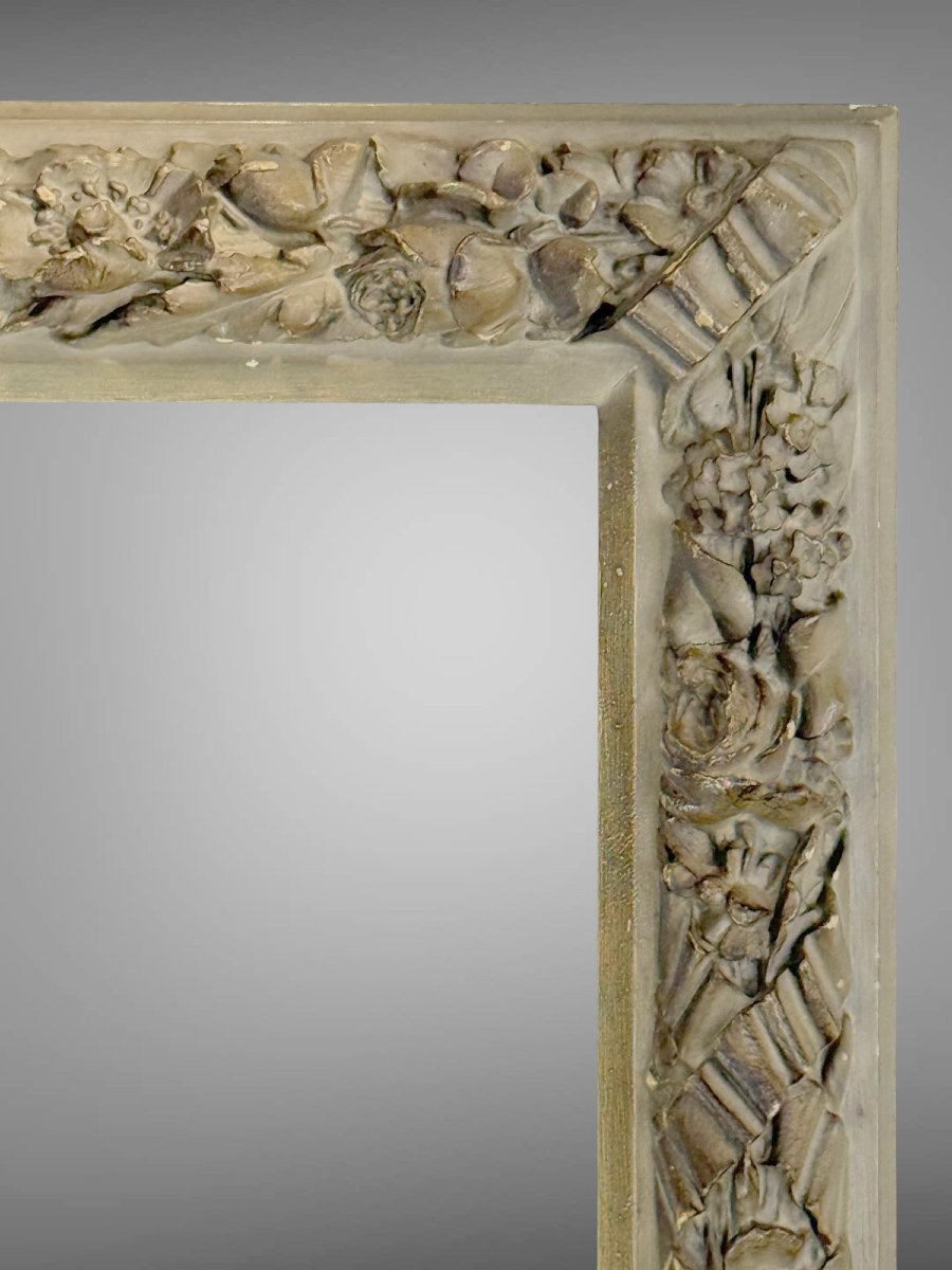CADRE ANCIEN DU XIXe EN BOIS ET STUC PATINÉ POUR PEINTURE 35 CM X 26 CM-photo-2
