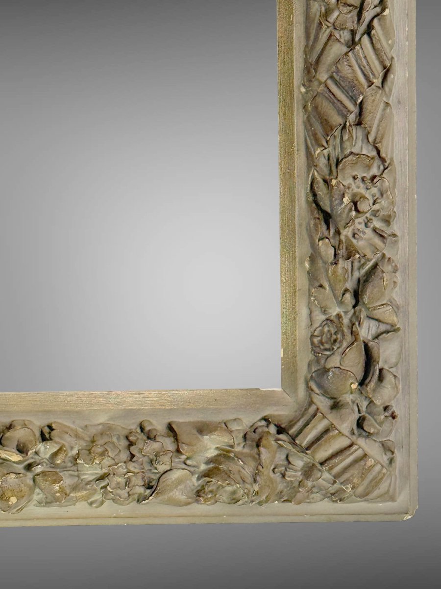 CADRE ANCIEN DU XIXe EN BOIS ET STUC PATINÉ POUR PEINTURE 35 CM X 26 CM-photo-3