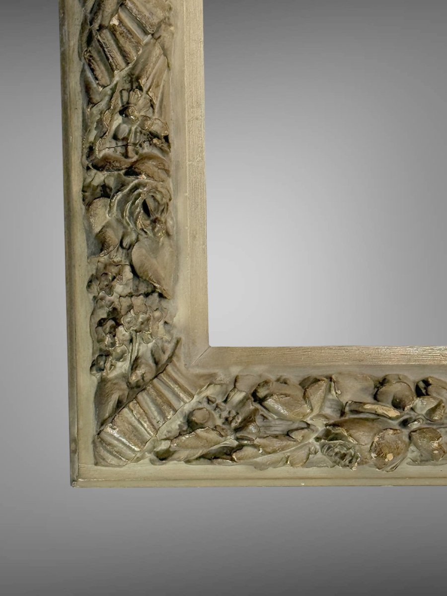 CADRE ANCIEN DU XIXe EN BOIS ET STUC PATINÉ POUR PEINTURE 35 CM X 26 CM-photo-4