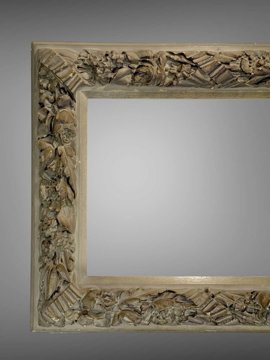CADRE ANCIEN DU XIXe EN BOIS ET STUC PATINÉ POUR PEINTURE 35 CM X 26 CM-photo-6