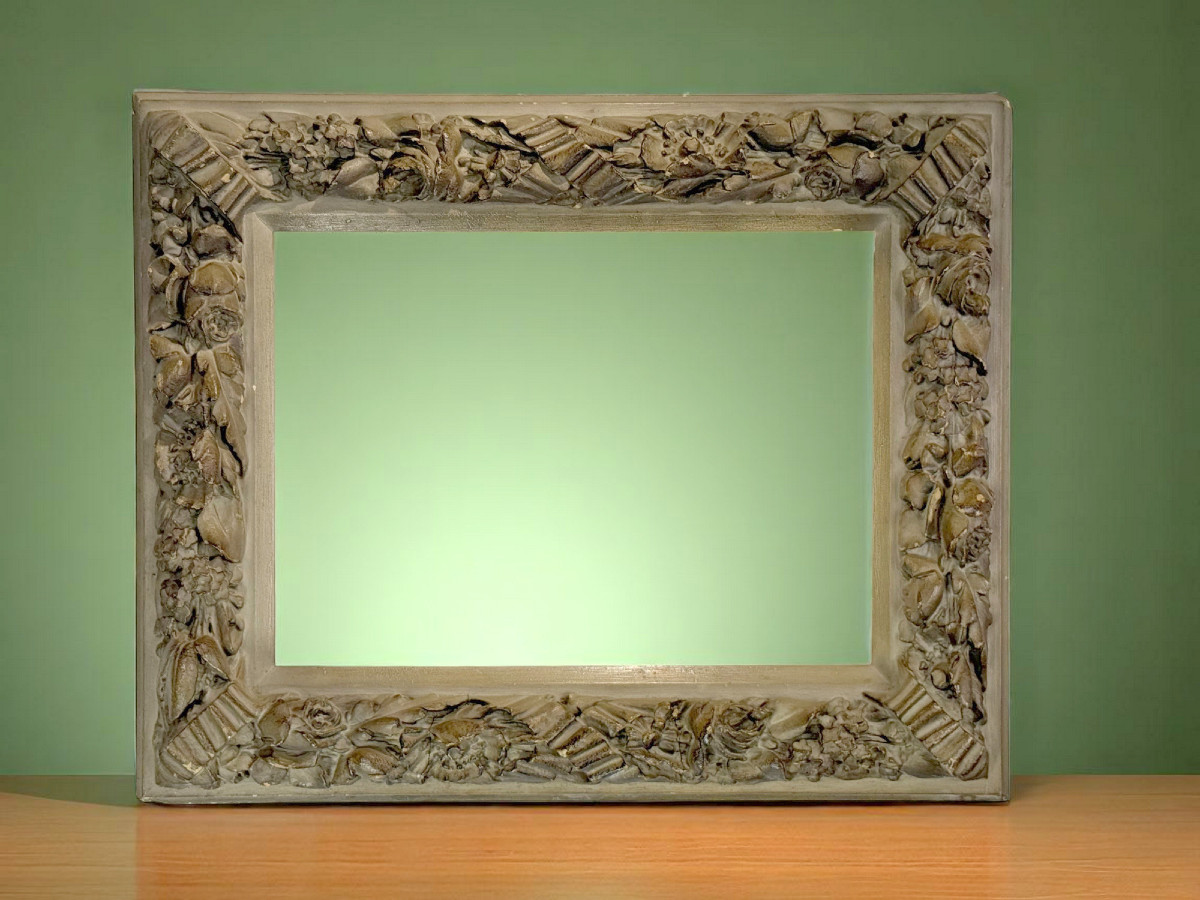 CADRE ANCIEN DU XIXe EN BOIS ET STUC PATINÉ POUR PEINTURE 35 CM X 26 CM