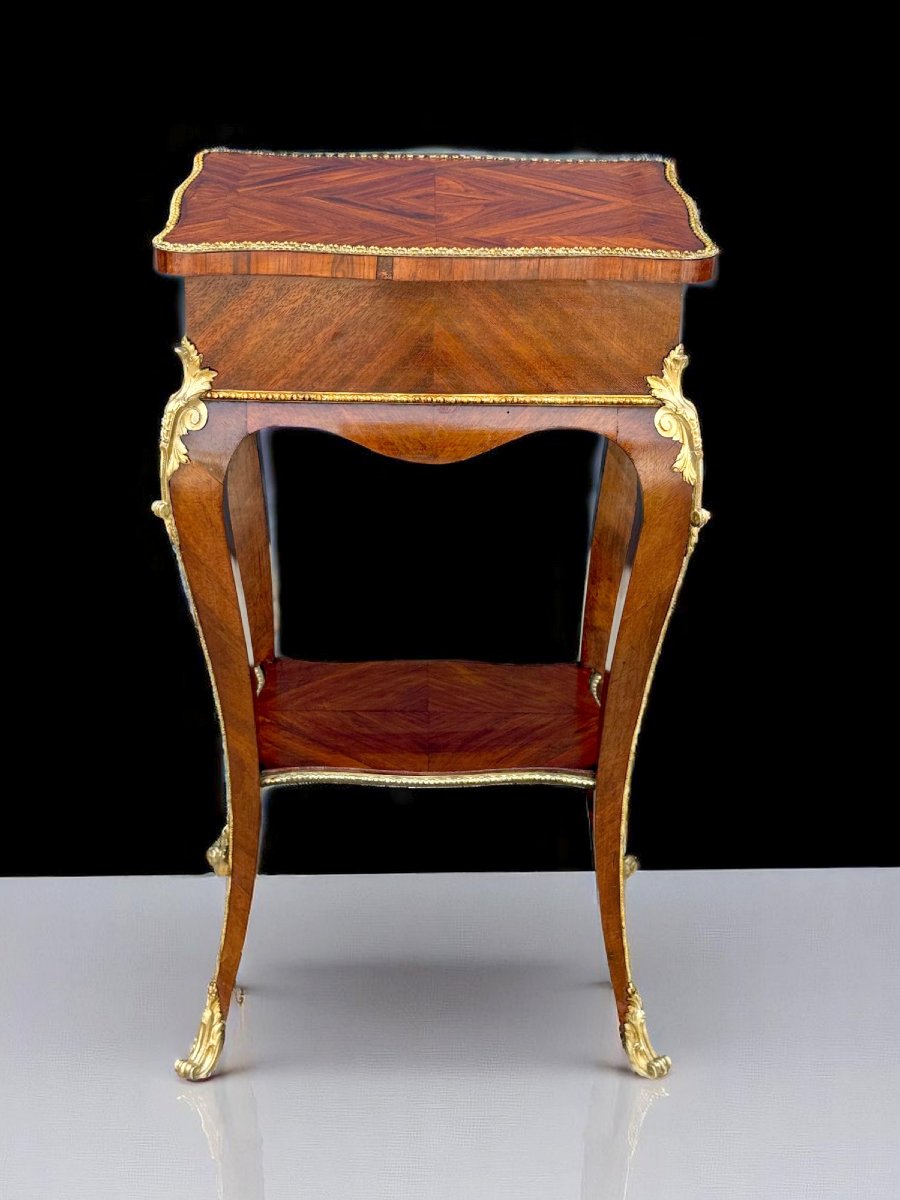 TABLE D APPOINT EN MARQUETERIE ORNÉE DE BRONZE DORÉ ÉPOQUE NAPOLÉON III-photo-6