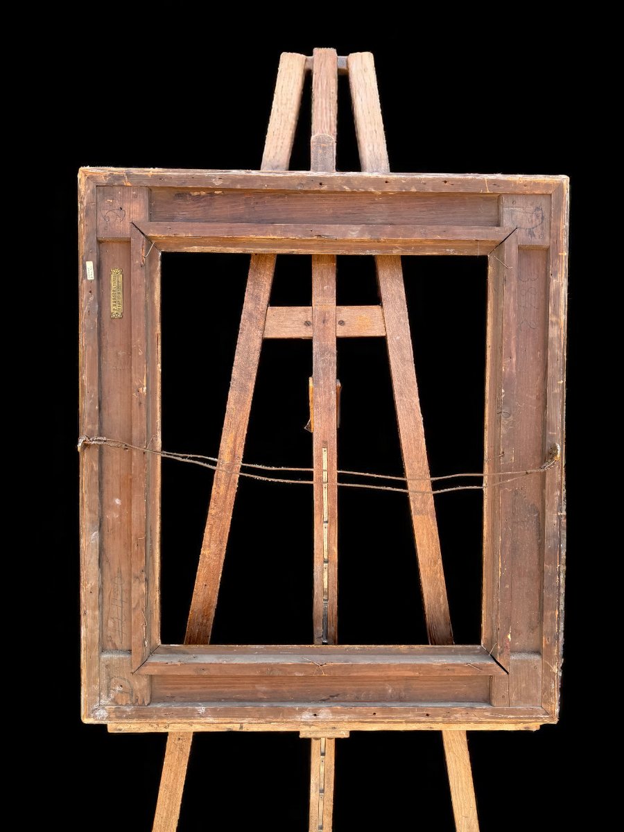 19th Century Frame In Wood And Stamped Gilded Stucco For Painting 67 Cm X 56 Cm-photo-8