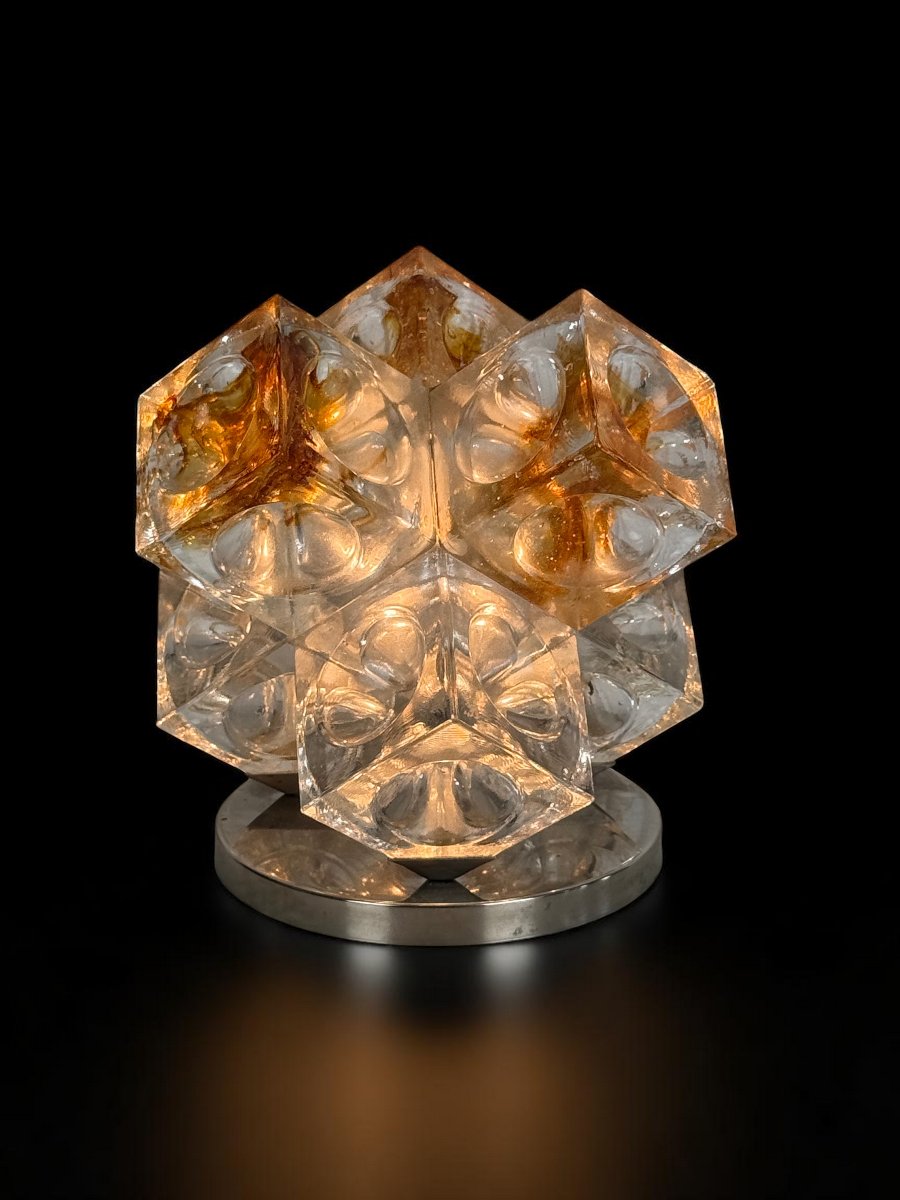 LAMPE CUBES EN VERRE DE STELLA PAR POLIARTE VERONA DESING ALBINO POLI " 1970 "-photo-8