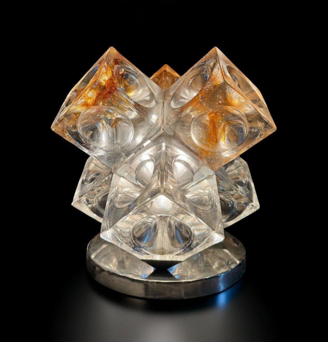 LAMPE CUBES EN VERRE DE STELLA PAR POLIARTE VERONA DESING ALBINO POLI " 1970 "