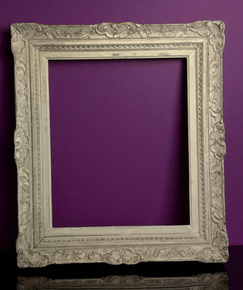 CADRE MONTPARNASSE ANCIEN EN BOIS SCULPTÉ PATINÉ POUR PEINTURE 63,5cm x 52 cm-photo-3