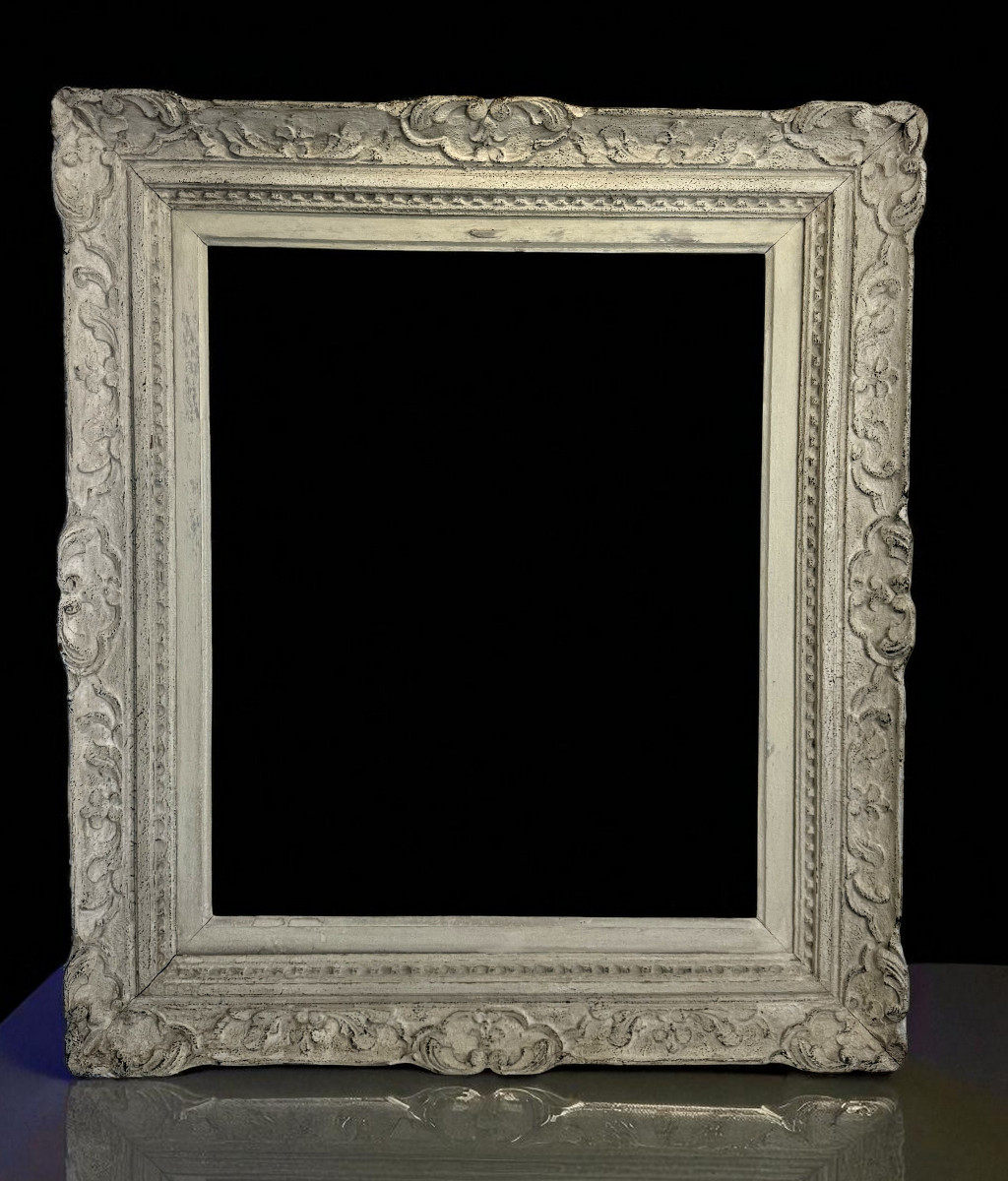 CADRE MONTPARNASSE ANCIEN EN BOIS SCULPTÉ PATINÉ POUR PEINTURE 63,5cm x 52 cm-photo-4