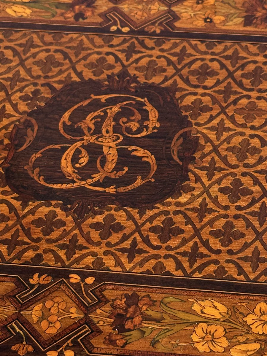 Box Attributed To "alphonse Giroux 1776-1848" In Marquetry Decorated With Bronze-photo-3