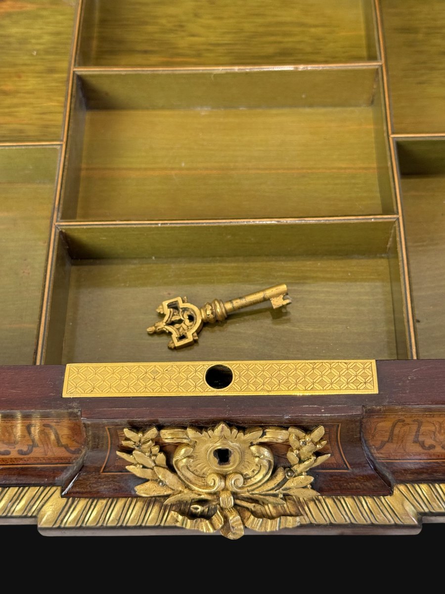 Box Attributed To "alphonse Giroux 1776-1848" In Marquetry Decorated With Bronze-photo-5