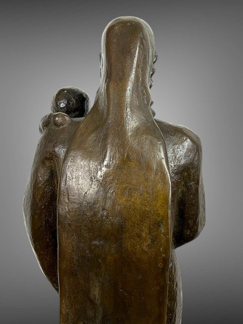 Ancient Patinated Bronze Representing The "virgin And Child" 42 Cm High-photo-4