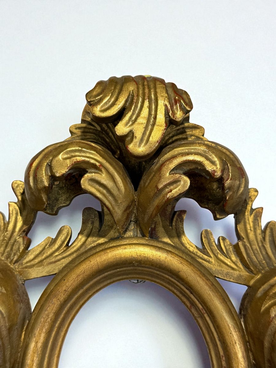 Monoxyl Oval Frame In Carved And Gilded Wood For Painting 10 Cm X 8.5 Cm-photo-1