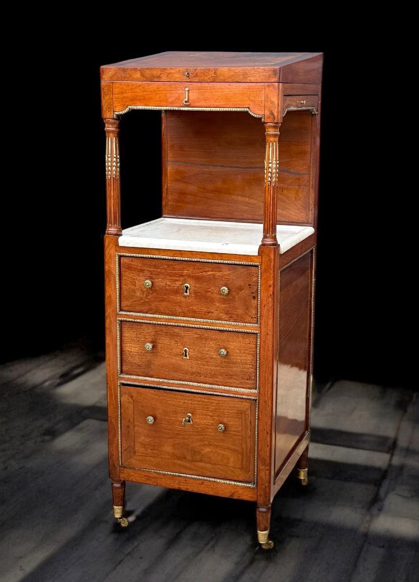 19th Century Mahogany Dressing Table/barber's Table With Leather Top And Mirror-photo-2