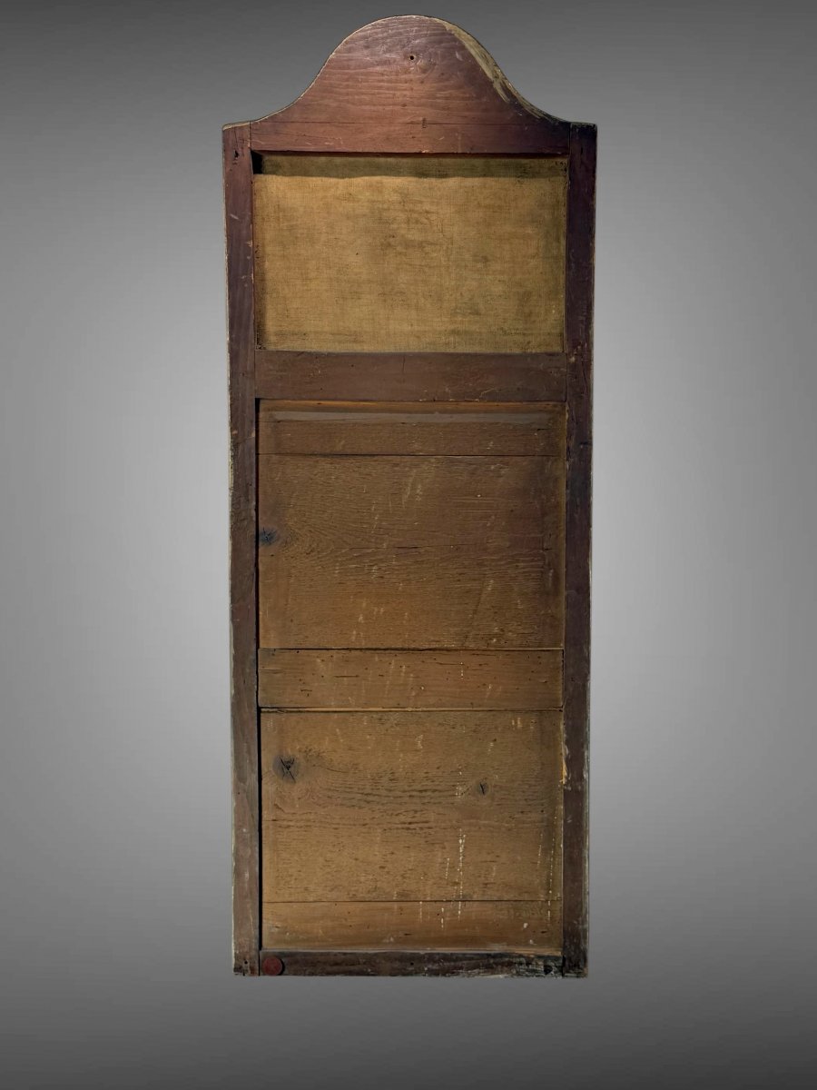 TRUMEAU DU XIXe DE STYLE EMPIRE EN BOIS LAQUÉ ET DORÉ A DÉCOR D UNE BERGÈRE-photo-8