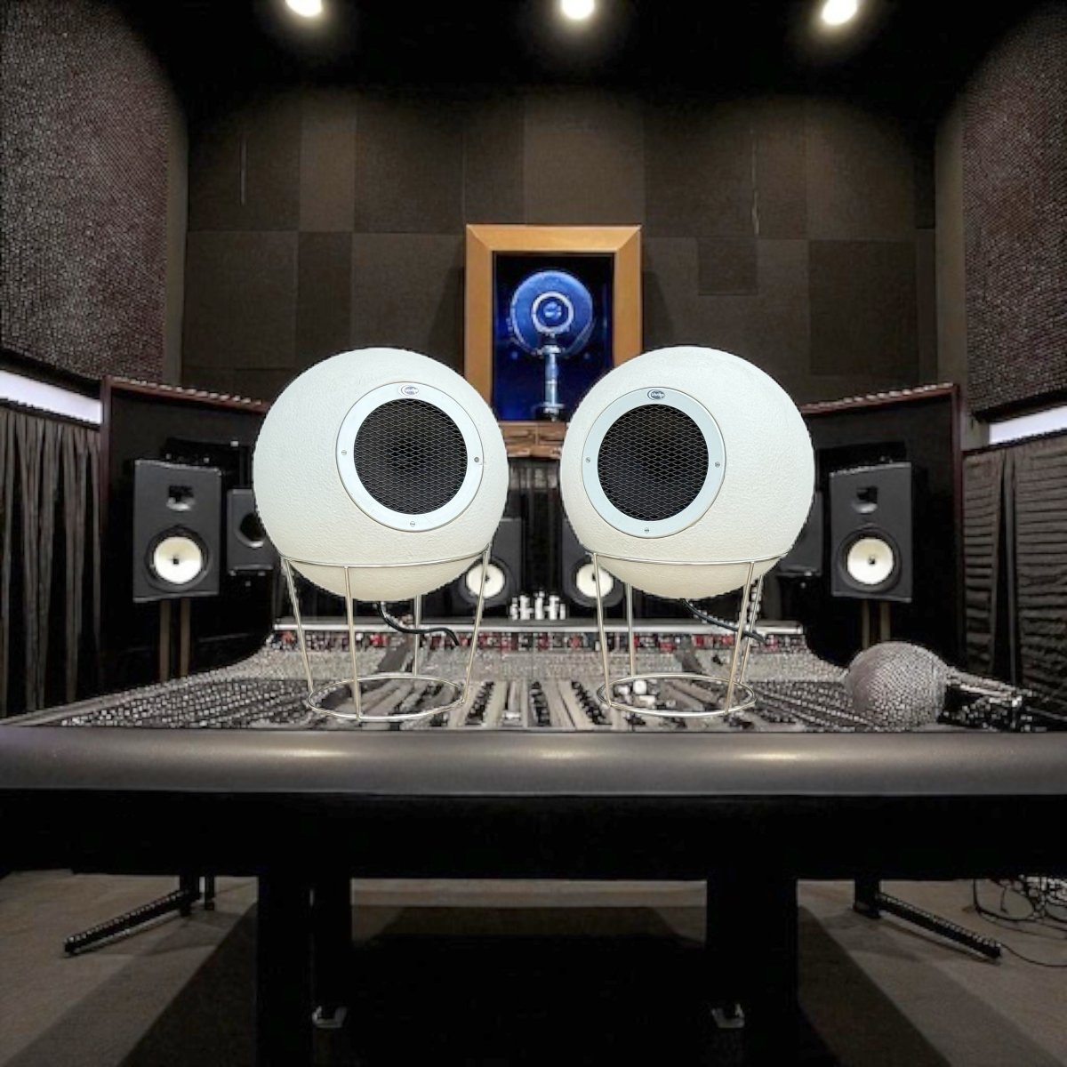 PAIRE D ENCEINTES ELIPSON AS40 EN STAFF BLANC AVEC SUPPORT MÉTAL DES ANNÉES 60-photo-3